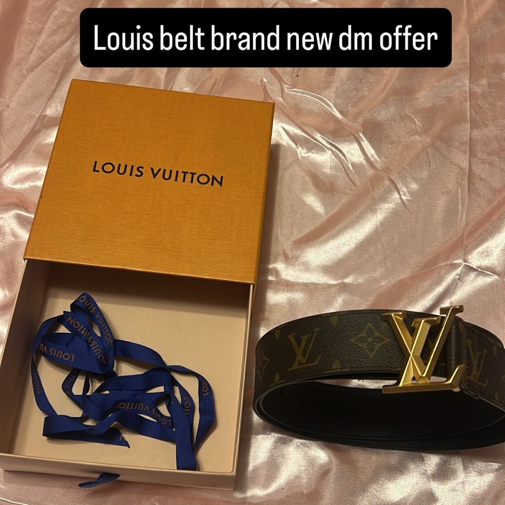 Louis Vuitton Black Monogram Belt with Gold LV Buckle